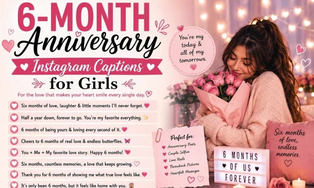 6-Month Anniversary Instagram Captions for Girls