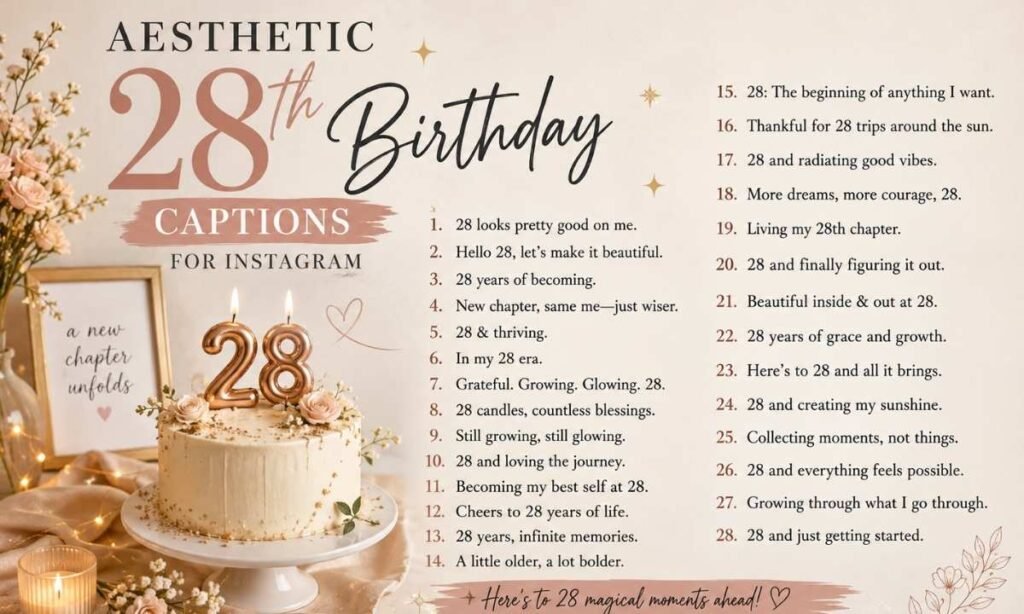 Aesthetic 28th Birthday Captions For Instagram