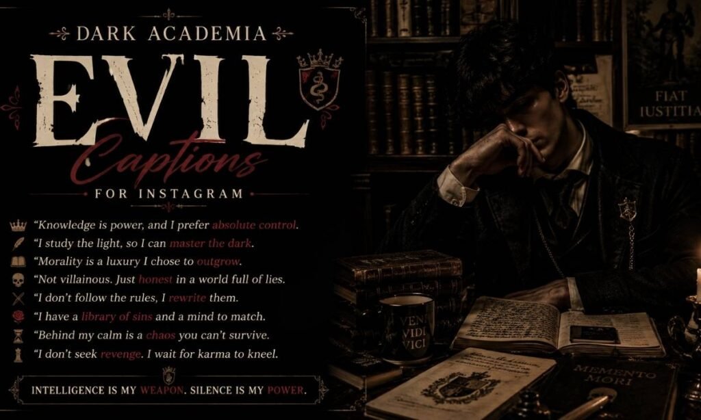 Dark Academia Evil Captions for Instagram