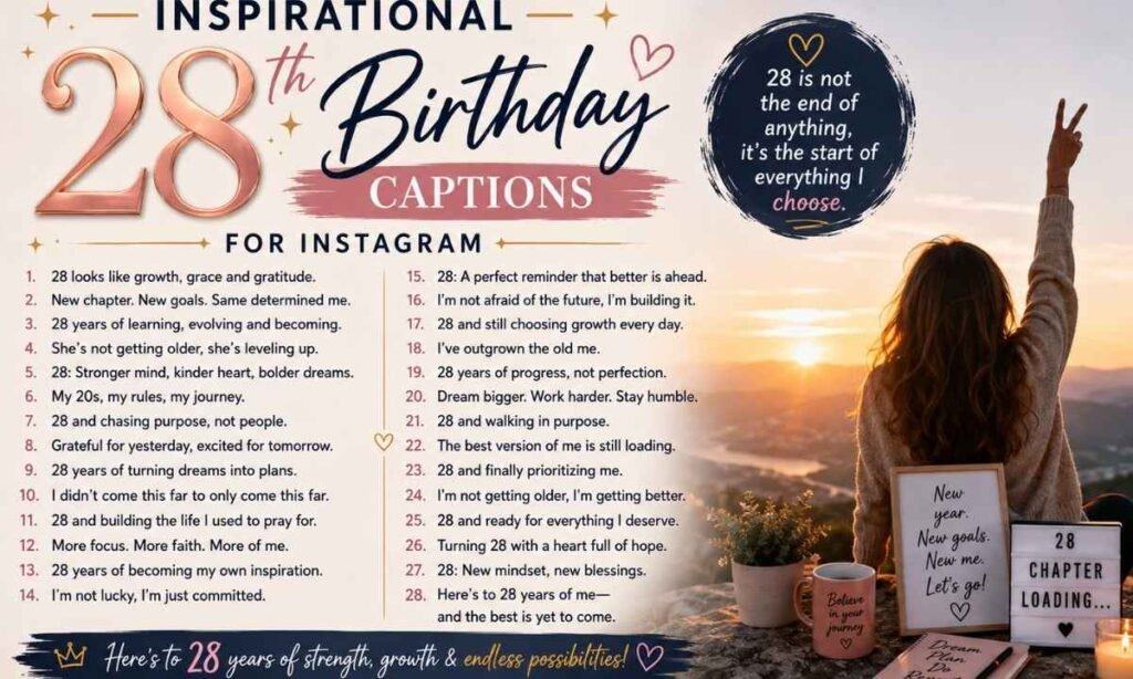 Inspirational 28th Birthday Captions For Instagram
