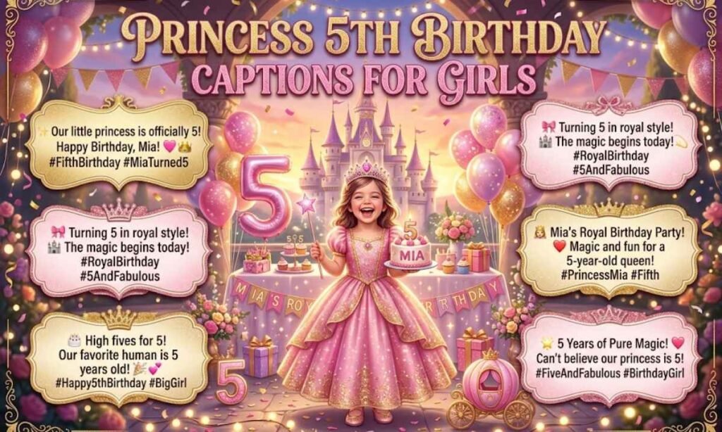Princess 5th Birthday Captions for Instagram for Girls