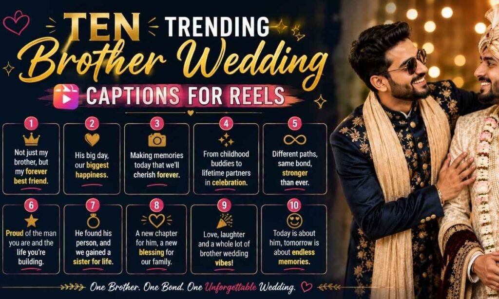 Ten Trending Brother Wedding Captions for Reels