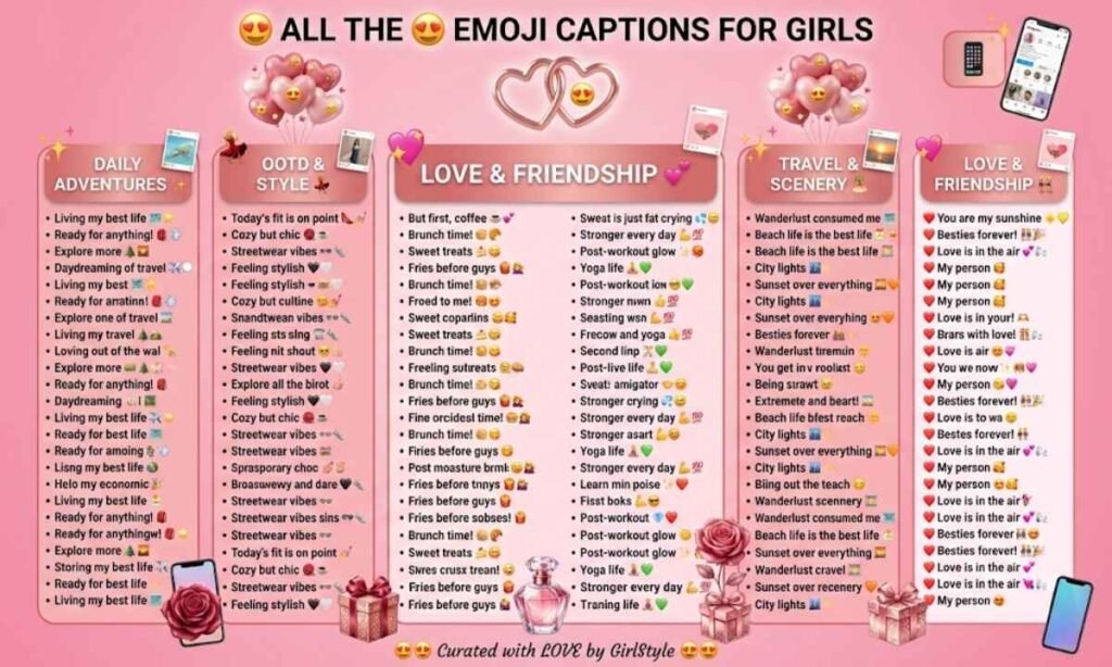 Emoji Captions for Instagram for Girl