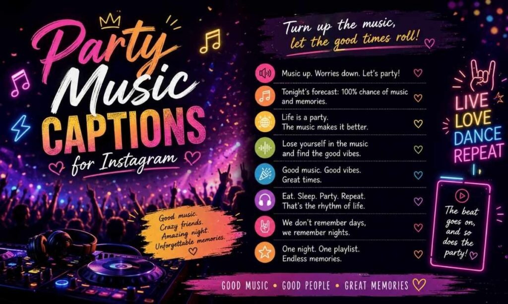Party Music Captions for Instagram
