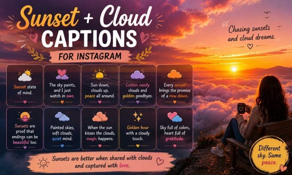 Sunset + Cloud Captions For Instagram