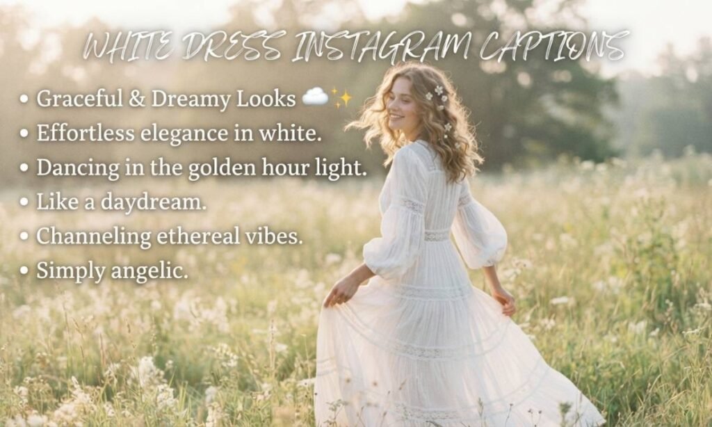 White Dress Instagram Captions for Graceful, Dreamy Looks